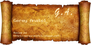 Gerey Anatol névjegykártya